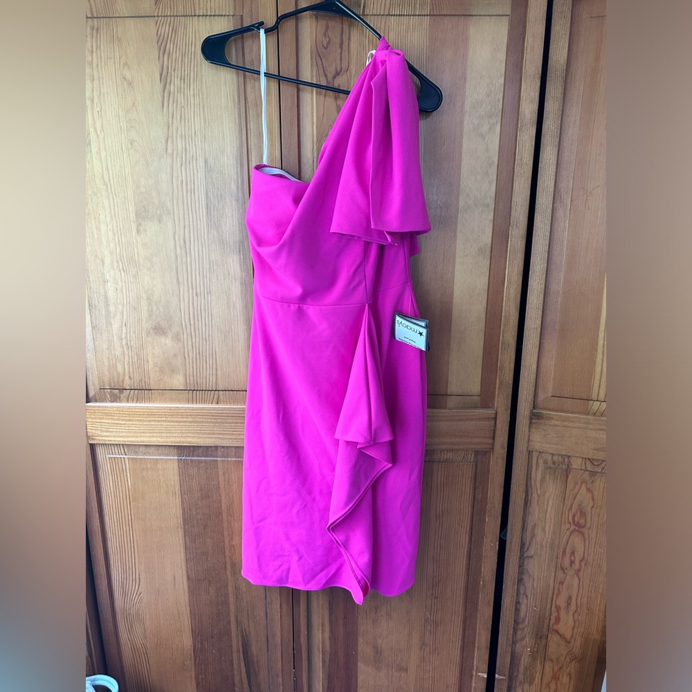 Betsy & Adam Women's One Shoulder Bow Sheath Dress Pink Size 10 NWT